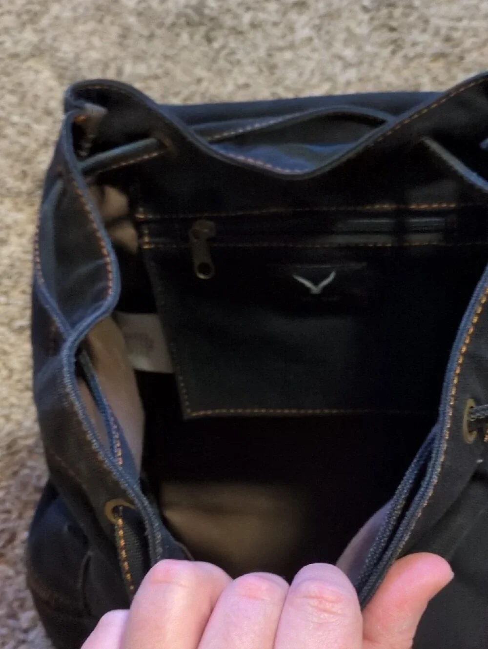 Classic Black Canvas Backpack with Brown Leather Accents